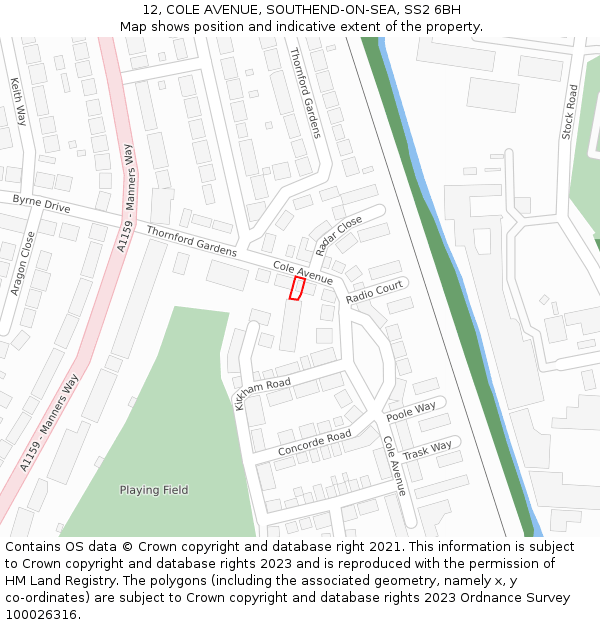 12, COLE AVENUE, SOUTHEND-ON-SEA, SS2 6BH: Location map and indicative extent of plot