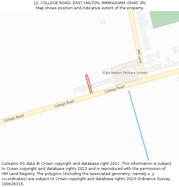 12, COLLEGE ROAD, EAST HALTON, IMMINGHAM, DN40 3PL: Location map and indicative extent of plot