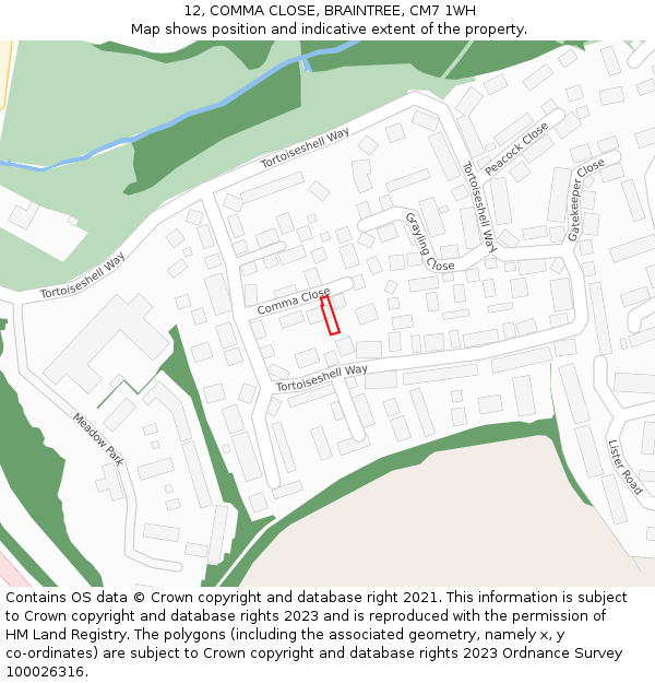 12, COMMA CLOSE, BRAINTREE, CM7 1WH: Location map and indicative extent of plot