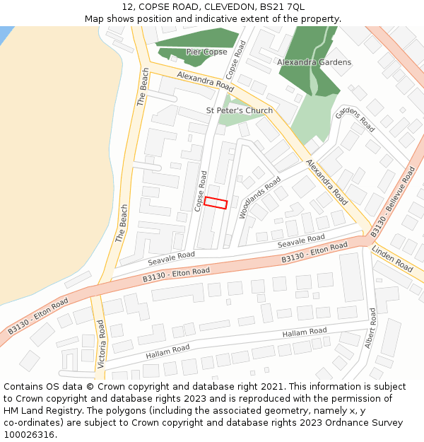12, COPSE ROAD, CLEVEDON, BS21 7QL: Location map and indicative extent of plot