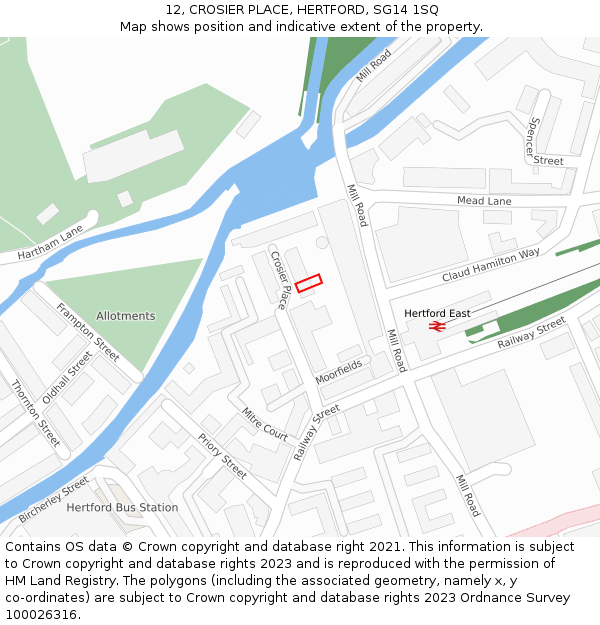 12, CROSIER PLACE, HERTFORD, SG14 1SQ: Location map and indicative extent of plot