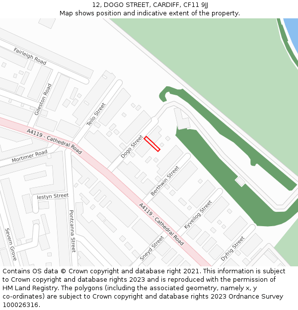 12, DOGO STREET, CARDIFF, CF11 9JJ: Location map and indicative extent of plot