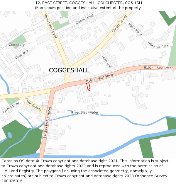 12, EAST STREET, COGGESHALL, COLCHESTER, CO6 1SH: Location map and indicative extent of plot
