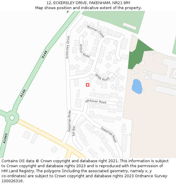 12, ECKERSLEY DRIVE, FAKENHAM, NR21 9RY: Location map and indicative extent of plot
