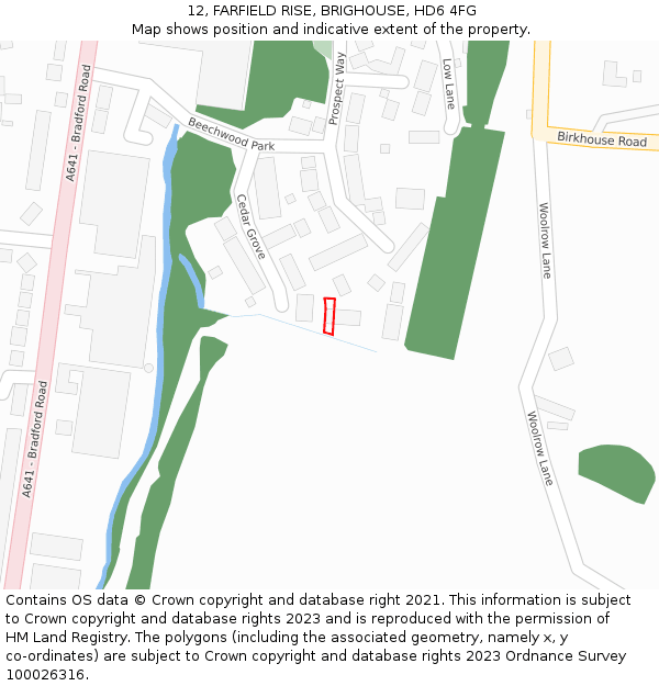 12, FARFIELD RISE, BRIGHOUSE, HD6 4FG: Location map and indicative extent of plot