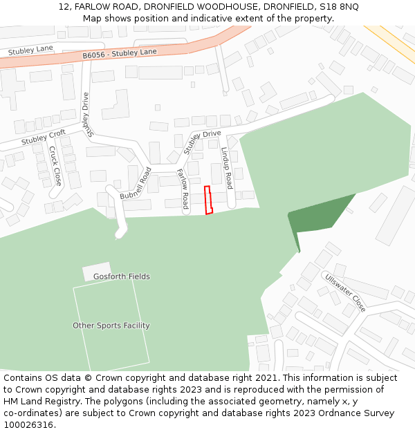 12, FARLOW ROAD, DRONFIELD WOODHOUSE, DRONFIELD, S18 8NQ: Location map and indicative extent of plot