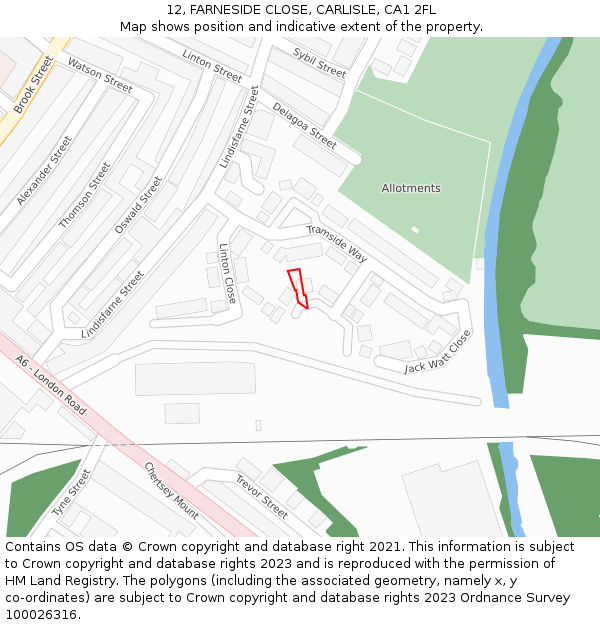12, FARNESIDE CLOSE, CARLISLE, CA1 2FL: Location map and indicative extent of plot
