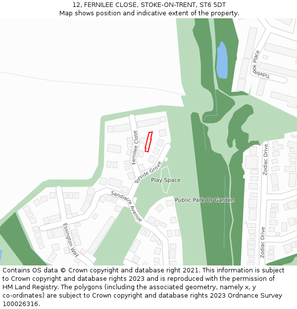 12, FERNILEE CLOSE, STOKE-ON-TRENT, ST6 5DT: Location map and indicative extent of plot