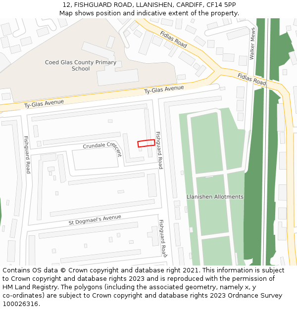 12, FISHGUARD ROAD, LLANISHEN, CARDIFF, CF14 5PP: Location map and indicative extent of plot