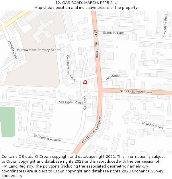 12, GAS ROAD, MARCH, PE15 9LU: Location map and indicative extent of plot