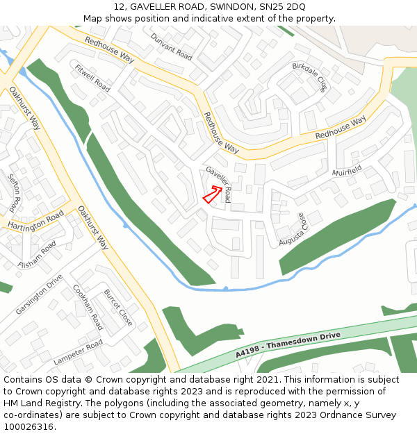 12, GAVELLER ROAD, SWINDON, SN25 2DQ: Location map and indicative extent of plot