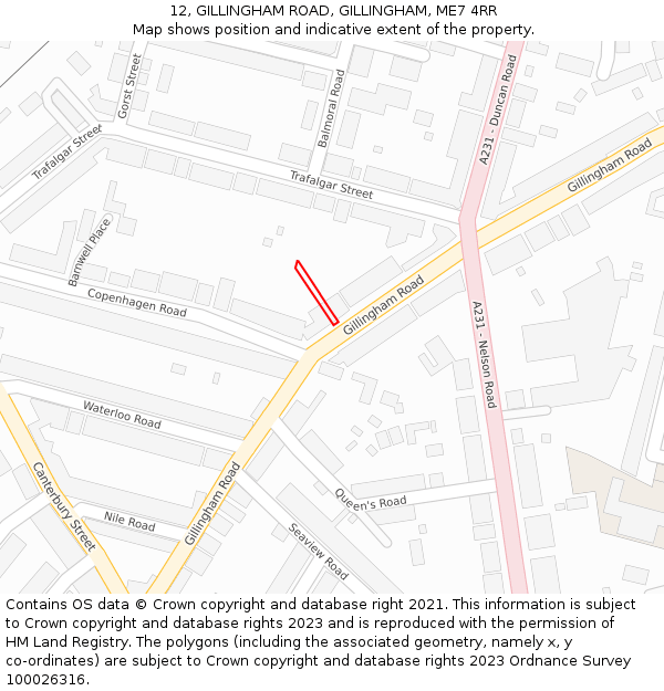 12, GILLINGHAM ROAD, GILLINGHAM, ME7 4RR: Location map and indicative extent of plot