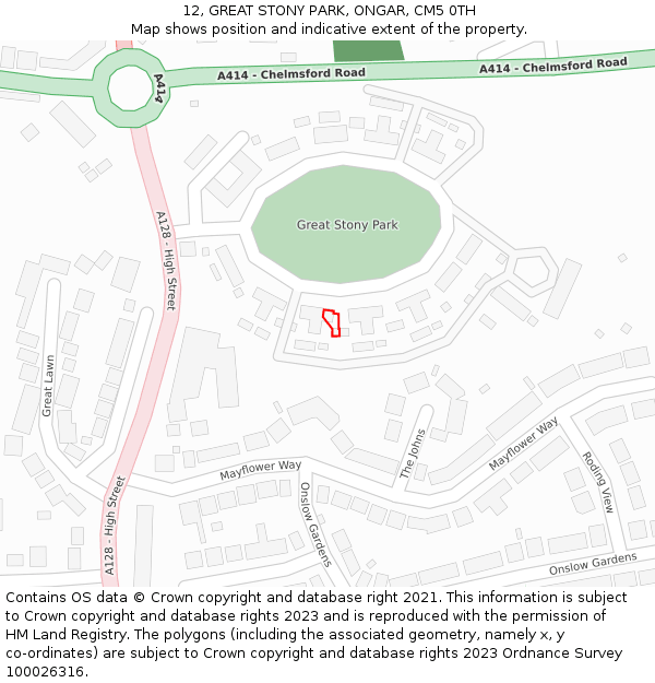 12, GREAT STONY PARK, ONGAR, CM5 0TH: Location map and indicative extent of plot