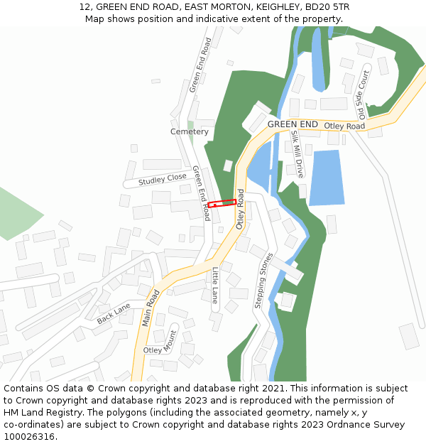 12, GREEN END ROAD, EAST MORTON, KEIGHLEY, BD20 5TR: Location map and indicative extent of plot
