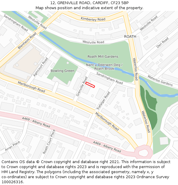 12, GRENVILLE ROAD, CARDIFF, CF23 5BP: Location map and indicative extent of plot