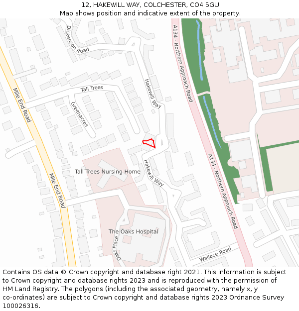 12, HAKEWILL WAY, COLCHESTER, CO4 5GU: Location map and indicative extent of plot