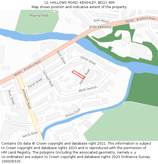 12, HALLOWS ROAD, KEIGHLEY, BD21 4ER: Location map and indicative extent of plot