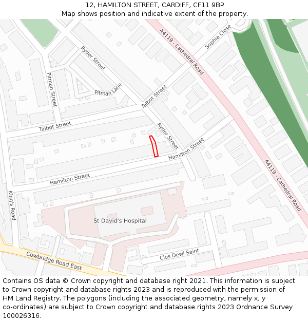 12, HAMILTON STREET, CARDIFF, CF11 9BP: Location map and indicative extent of plot