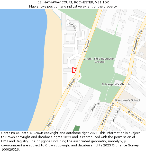 12, HATHAWAY COURT, ROCHESTER, ME1 1QX: Location map and indicative extent of plot