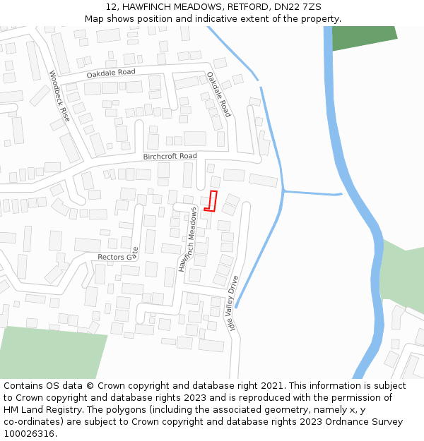 12, HAWFINCH MEADOWS, RETFORD, DN22 7ZS: Location map and indicative extent of plot