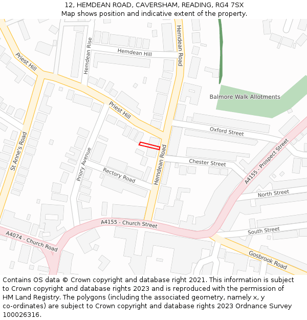 12, HEMDEAN ROAD, CAVERSHAM, READING, RG4 7SX: Location map and indicative extent of plot