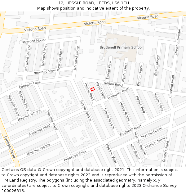12, HESSLE ROAD, LEEDS, LS6 1EH: Location map and indicative extent of plot
