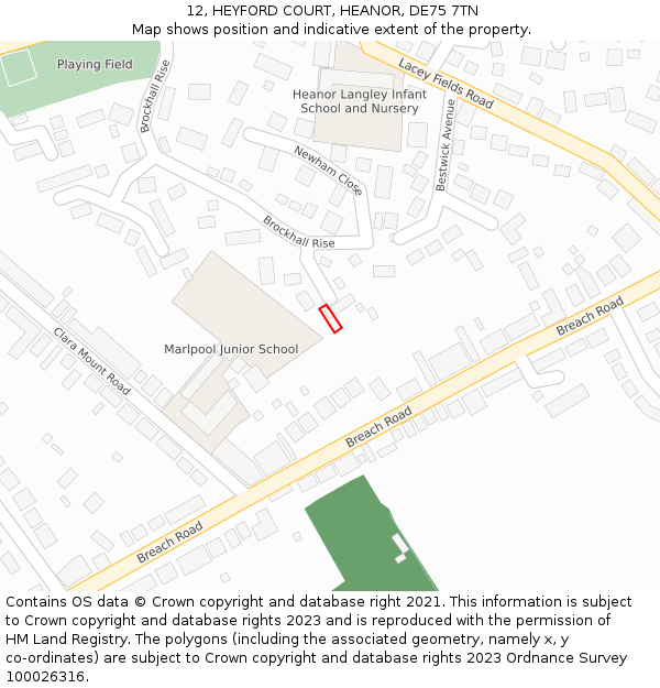 12, HEYFORD COURT, HEANOR, DE75 7TN: Location map and indicative extent of plot