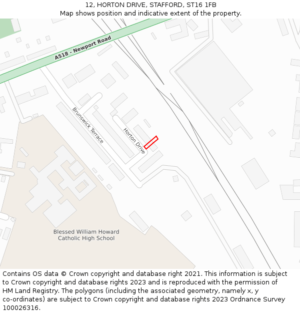 12, HORTON DRIVE, STAFFORD, ST16 1FB: Location map and indicative extent of plot
