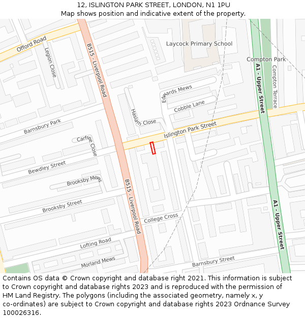 12, ISLINGTON PARK STREET, LONDON, N1 1PU: Location map and indicative extent of plot