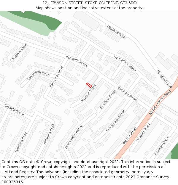 12, JERVISON STREET, STOKE-ON-TRENT, ST3 5DD: Location map and indicative extent of plot