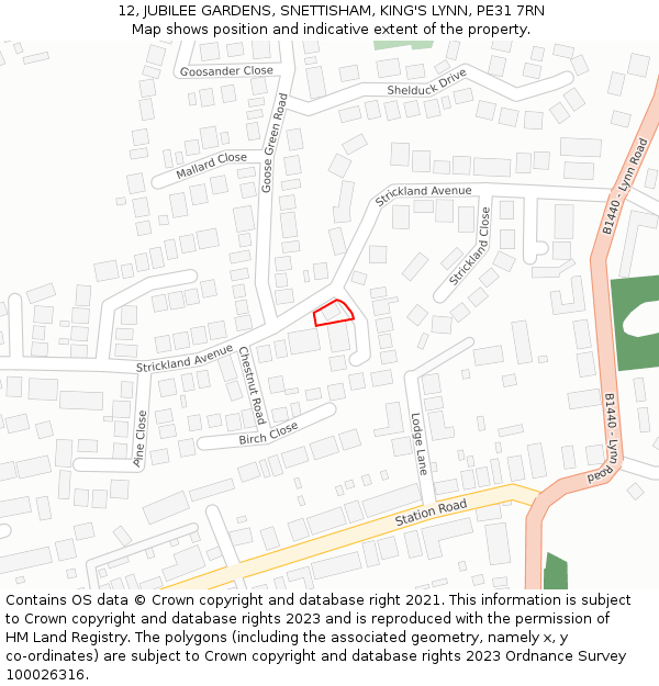 12, JUBILEE GARDENS, SNETTISHAM, KING'S LYNN, PE31 7RN: Location map and indicative extent of plot