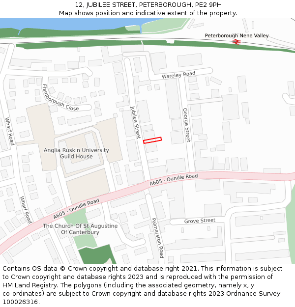 12, JUBILEE STREET, PETERBOROUGH, PE2 9PH: Location map and indicative extent of plot