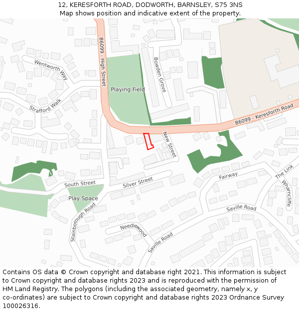 12, KERESFORTH ROAD, DODWORTH, BARNSLEY, S75 3NS: Location map and indicative extent of plot