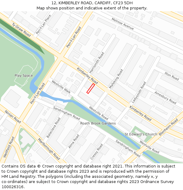 12, KIMBERLEY ROAD, CARDIFF, CF23 5DH: Location map and indicative extent of plot