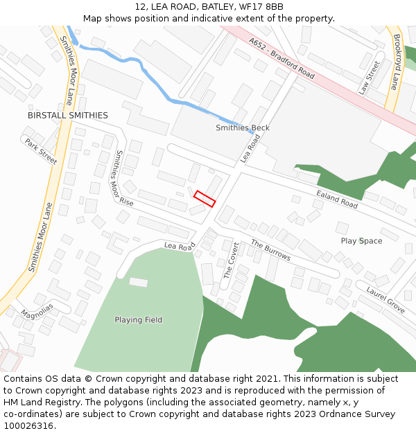 12, LEA ROAD, BATLEY, WF17 8BB: Location map and indicative extent of plot