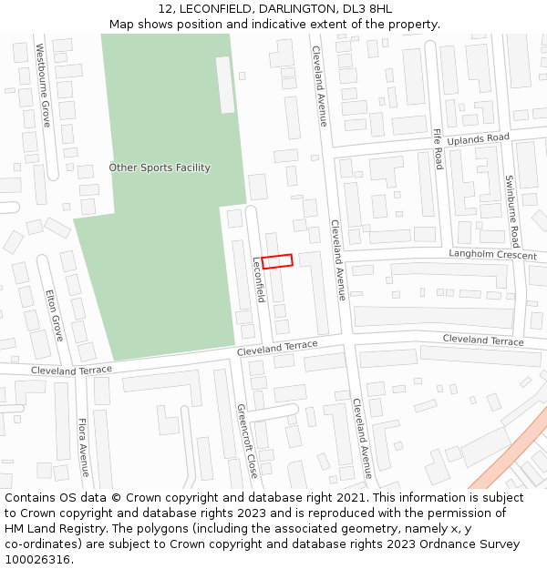 12, LECONFIELD, DARLINGTON, DL3 8HL: Location map and indicative extent of plot