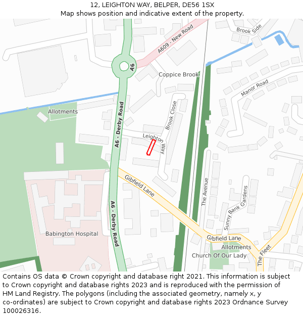 12, LEIGHTON WAY, BELPER, DE56 1SX: Location map and indicative extent of plot