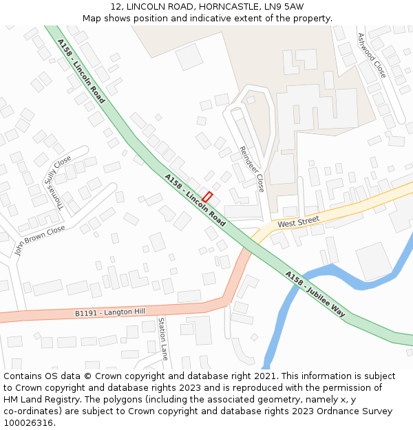 12, LINCOLN ROAD, HORNCASTLE, LN9 5AW: Location map and indicative extent of plot