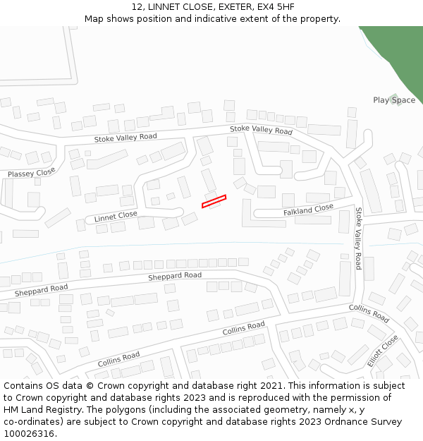 12, LINNET CLOSE, EXETER, EX4 5HF: Location map and indicative extent of plot