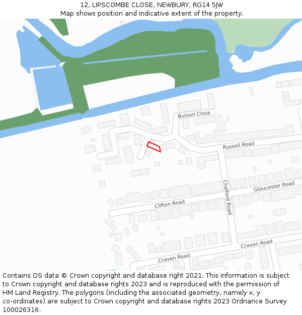 12, LIPSCOMBE CLOSE, NEWBURY, RG14 5JW: Location map and indicative extent of plot