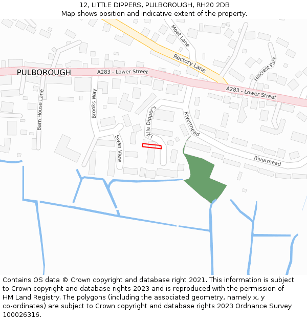 12, LITTLE DIPPERS, PULBOROUGH, RH20 2DB: Location map and indicative extent of plot