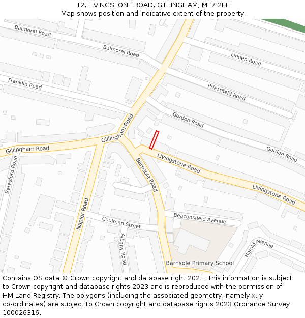 12, LIVINGSTONE ROAD, GILLINGHAM, ME7 2EH: Location map and indicative extent of plot