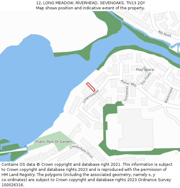 12, LONG MEADOW, RIVERHEAD, SEVENOAKS, TN13 2QY: Location map and indicative extent of plot