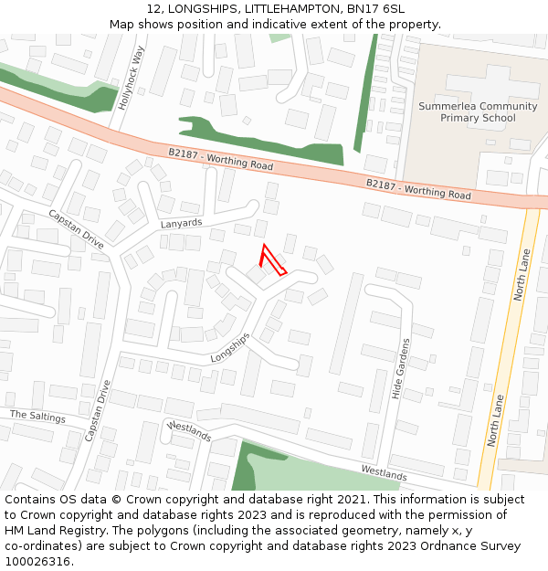 12, LONGSHIPS, LITTLEHAMPTON, BN17 6SL: Location map and indicative extent of plot