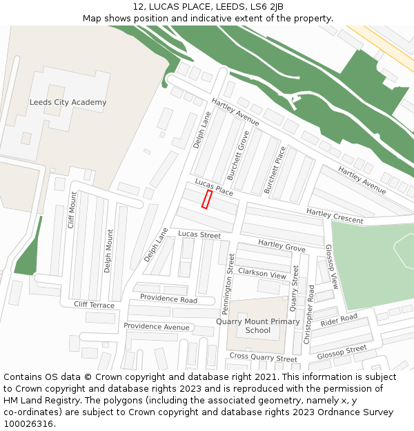 12, LUCAS PLACE, LEEDS, LS6 2JB: Location map and indicative extent of plot