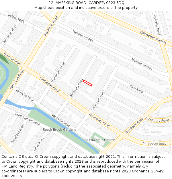12, MAFEKING ROAD, CARDIFF, CF23 5DQ: Location map and indicative extent of plot