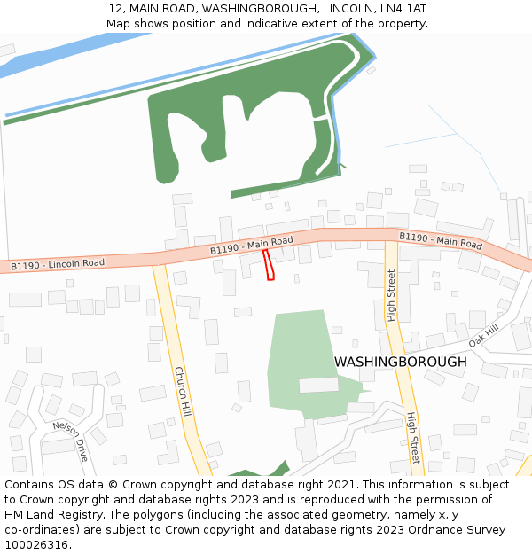 12, MAIN ROAD, WASHINGBOROUGH, LINCOLN, LN4 1AT: Location map and indicative extent of plot