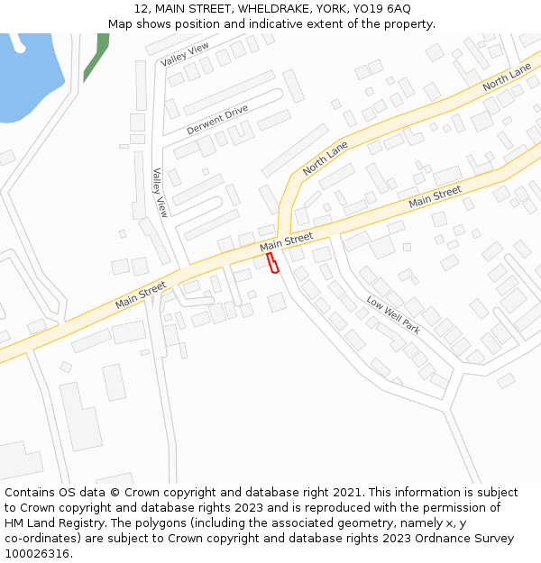 12, MAIN STREET, WHELDRAKE, YORK, YO19 6AQ: Location map and indicative extent of plot