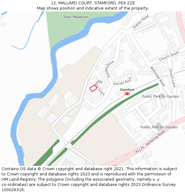 12, MALLARD COURT, STAMFORD, PE9 2ZE: Location map and indicative extent of plot