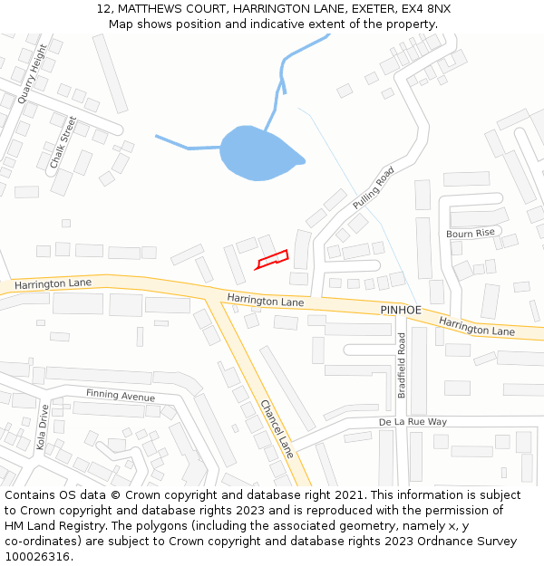 12, MATTHEWS COURT, HARRINGTON LANE, EXETER, EX4 8NX: Location map and indicative extent of plot